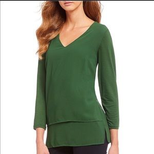 MICHAEL Michael Kors Mixed Woven 3/4 Sleeve Top